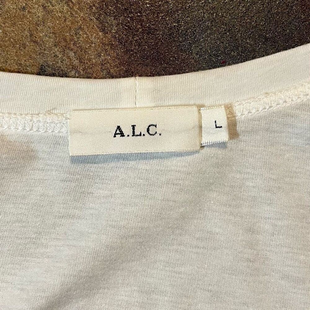 A.L.C. Puff Ruffle Sleeve White Tee Large - Picture 7 of 7